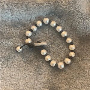 Beautiful pearl leather bracelet